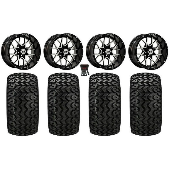 GTW Vortex 2 12" Golf Wheels Machined 20" Sierra Sport Tires E-Z-GO & Club Car