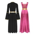 thumbnail image 2 of Kaerm Tunique de Danse pour Femmes, Robe Maxi de Danse avec Manches Longues, Rose Vif&Noir m, 2 of 7