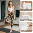 thumbnail image 7 of SCRAWLGOD Skull Daisy Spider Web Print Black Cozy Capri Leggings for Women High Waisted Capri Leggings with Pockets for Women Tummy Control Cropped Tights for Athletic Running, 3XL, 7 of 7