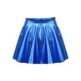 thumbnail image 2 of JanJean Girls Metallic Skater Skirt Athletic Shiny Holographic Flared Pleated Dance A-Line Mini Skort Royal Blue 12, 2 of 7