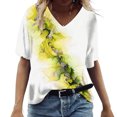 thumbnail image 4 of Patlollav Summer Tops for Women Short Sleeve Casual Shirts Floral Tee Trendy 2025 Basics V Neck Tshirts, 4 of 6