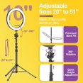 thumbnail image 3 of Ring Light EMART de 10 pulgadas con soporte para trípode y soporte para teléfono, 3 of 6