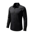 thumbnail image 5 of Mens Dress Stretch Shirts Long Sleeve Button Down Shirt Regular Fit Formal Business Wedding Shirts Black S, 5 of 6