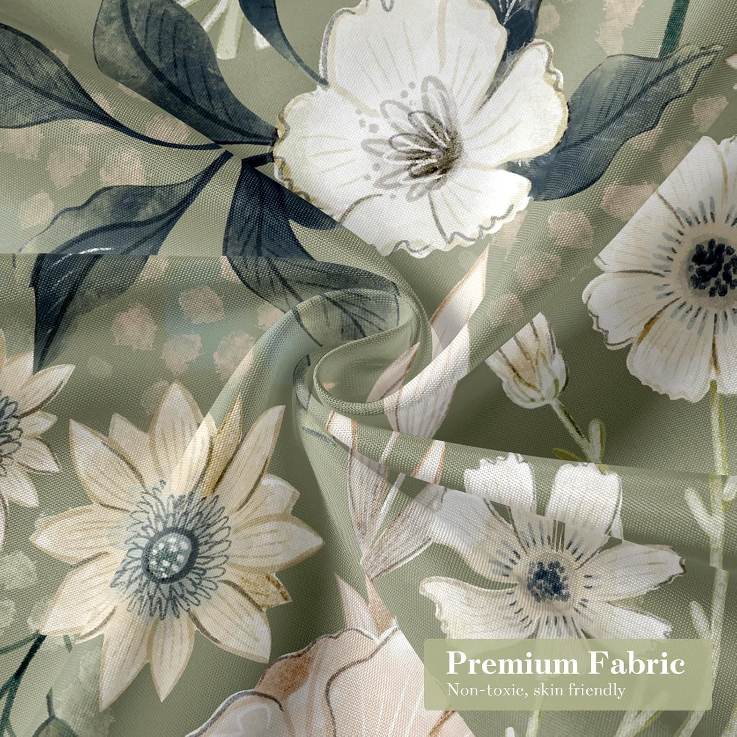 Extra Long Boho Floral Shower Curtain 72 x 84, Spring Leaves Shower Curtain, XL Chic Shower Curtains for Modern Bathroom Decor, Summer Colorful Flower Shower Curtain