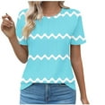 thumbnail image 2 of ALLLIST Crew Neck Cute Summer Tops for Women Blue Striped Short Sleeve T-Shirts Spring Blouse, 2 of 4