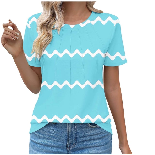 Tops Cortos para las Mujeres Cuello en V de Moda Casual Manga Corta Primavera Verano Top, Tops de Baile para las Mujeres