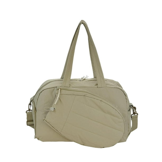 Bolso de hombro de bádminton ligero y espacioso con compartimento para zapatos para entrenar. Caqui