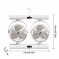 thumbnail image 3 of Dual Head Portable Fan Usb Rechargeable 7 Inch Digital Display Quiet Small Desk Fan Personal Cooling Fan for Home Office Car Outdoor Camping White 1 Pack, 3 of 9