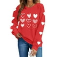 thumbnail image 2 of BLTIBY Valentine Shirts for Women Love Heart Printed Sweater Crewneck Long Sleeve Pullover Blouse Casual Fashion Valentines the Day Top Red 2 L, 2 of 8