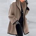 thumbnail image 2 of Scyoekwg Plus Size Womens Coats Solid Color Woolen Coat Casual Loose Long Sleeve Cardigan Jacket Winter Warm Coats Outerwear Khaki L(8), 2 of 5