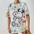 thumbnail image 3 of 2024 Camiseta de Snoopy para madre e hija, diseño de cuello redondo para mujer y niña, top de verano de manga corta con escote sexy y estampado de dibujos animados, 3 of 4