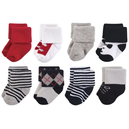 Little Treasure Basics Infant Baby Cozy Terry Socks 8-Pack, Classic Charm, 0-6 Months