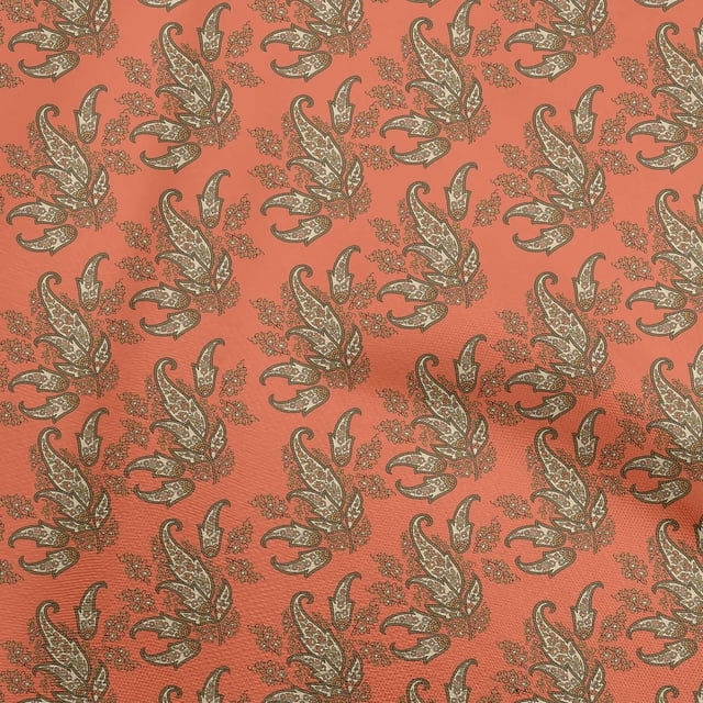 oneOone Polyester Spandex Orange Fabric Asian Paisley Sewing Craft Projects Fabric Prints By Yard 56 Inch Wide
