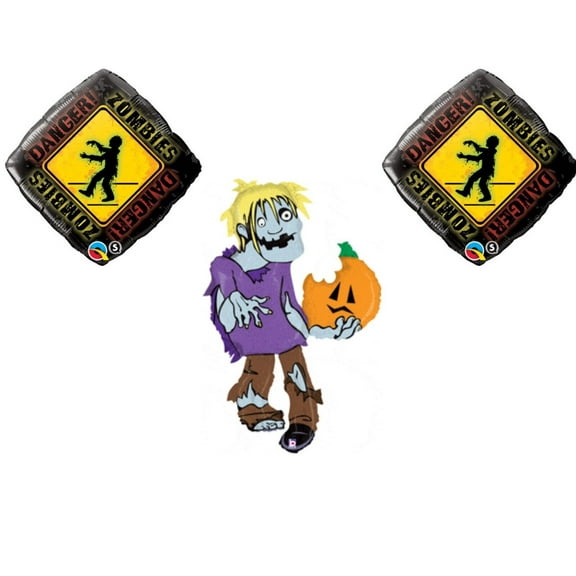 Zombies Halloween 3 pc Party Balloons Decoration Supplies Birthday Pumpkin…
