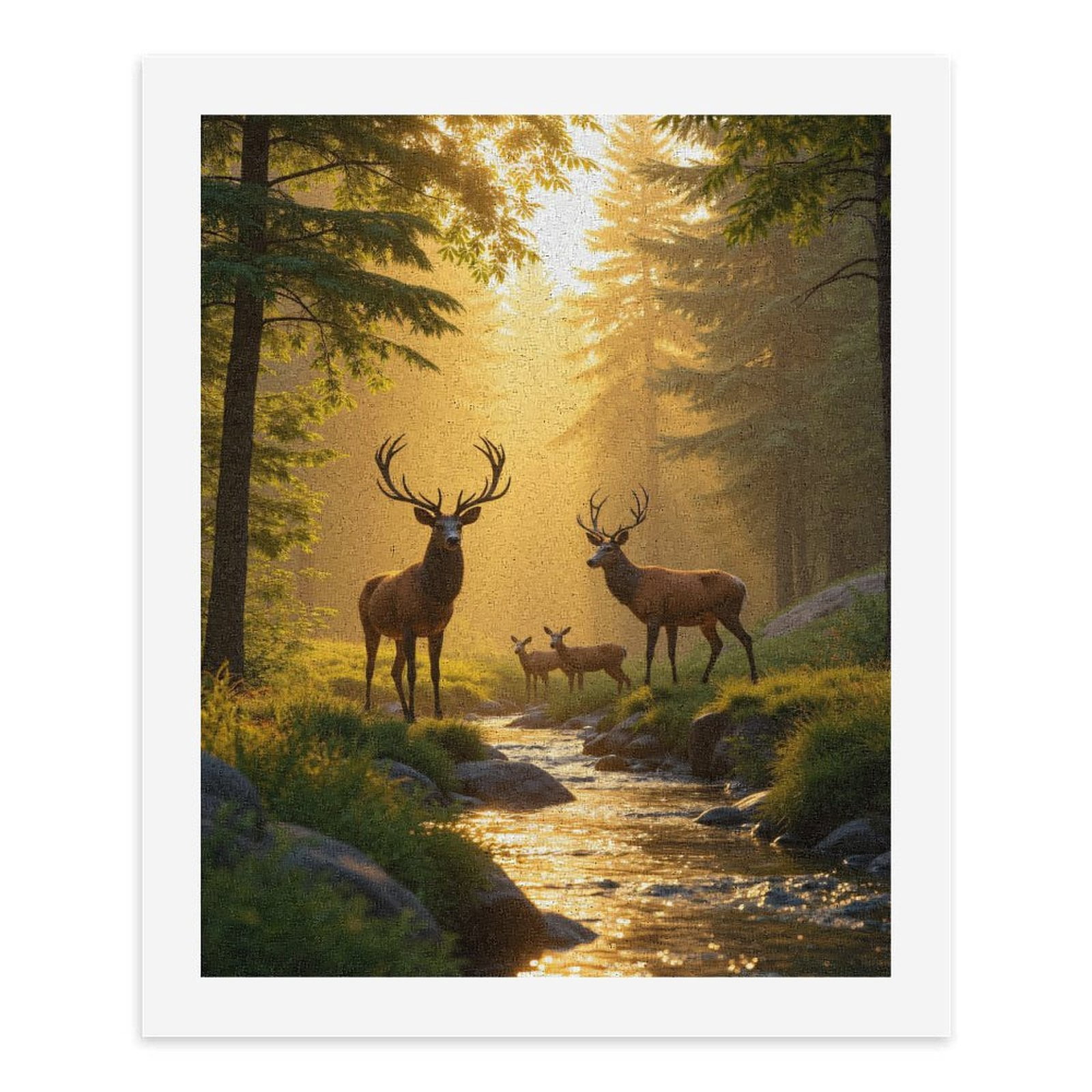 Paint By Numbers Kit for Adults Beginner - DIY Deer Family Forest Stream Sunrise Canvas Painting Kits for Adults, Frameless Paint By Number for Adults for Home Wall Decor 16x20 Inch
