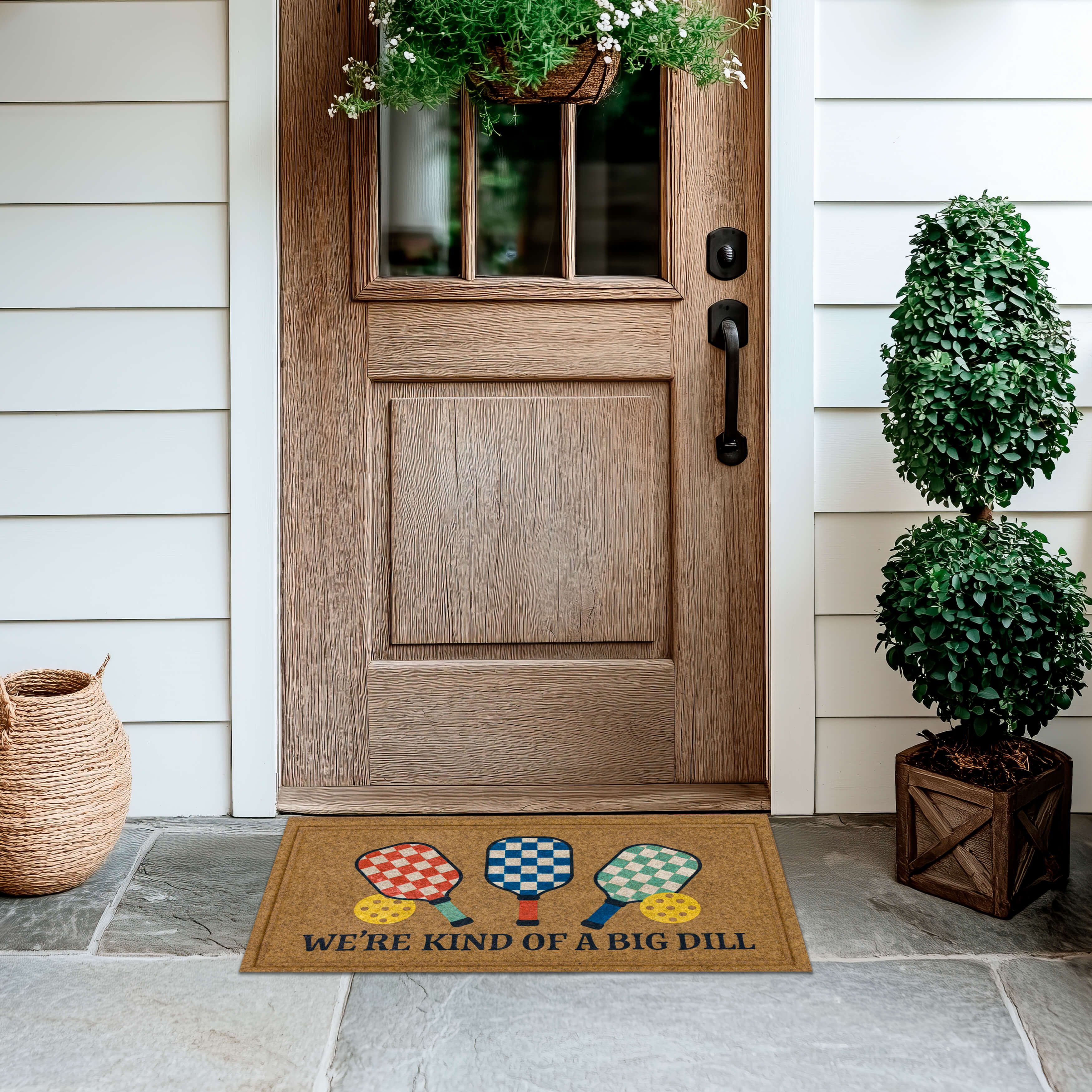 Mohawk Home We're Kind Of a Big Dill All Weather Low Pile Moisture Absorbant Doormat, Tan, 18" x 30"