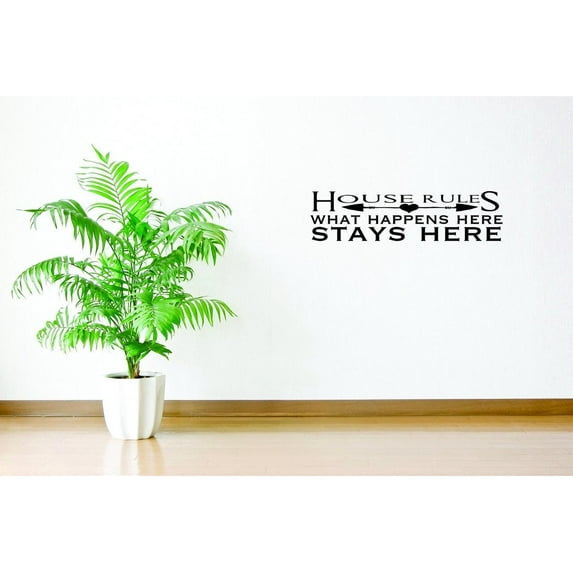 Custom Wall Decal Sticker - House Rules What Happens Here Stays Here Quote Home Decor Picture Art 16x40 Inches