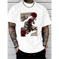 thumbnail image 1 of Camiseta cómoda con estampado de rosas - Camiseta informal para hombre para actividades al aire libre - Moda y convivencia, camisetas de ocio, 1 of 3