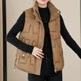 thumbnail image 5 of CYRBOKO Puffer Vests for Women, Lightweight Sleeveless Full Zip Thermal Winter Clothing Coffee Size 2XL, 5 of 9