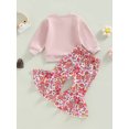 thumbnail image 4 of Bagilaanoe 2pcs Toddler Baby Girl Long Pants Set Letter Print Long Sleeve Pullover Tops + Flower Print Flare Trousers 6M 12M 18M 24M 3T 4T Kids Casual Outfits, 4 of 9