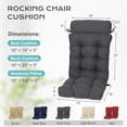 thumbnail image 5 of Aoodor  2 Pcs High Bcak Rocking Chair Cushion for Outdoor Indoor, Water Resistant & Fade Resistant Polyester Patio Adirondack Chair Cushion with Straps, 18" x 47", Dark Gray, 5 of 9