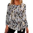 thumbnail image 1 of Gibobby Camisa De Invierno Otoño/Invierno Imprimir Suelto Cuello Redondo Manga Larga（Negro， XL), 1 of 4