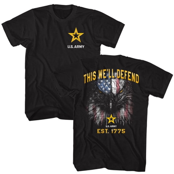 Army Well Defend Front And Back Black Adult T Shirt