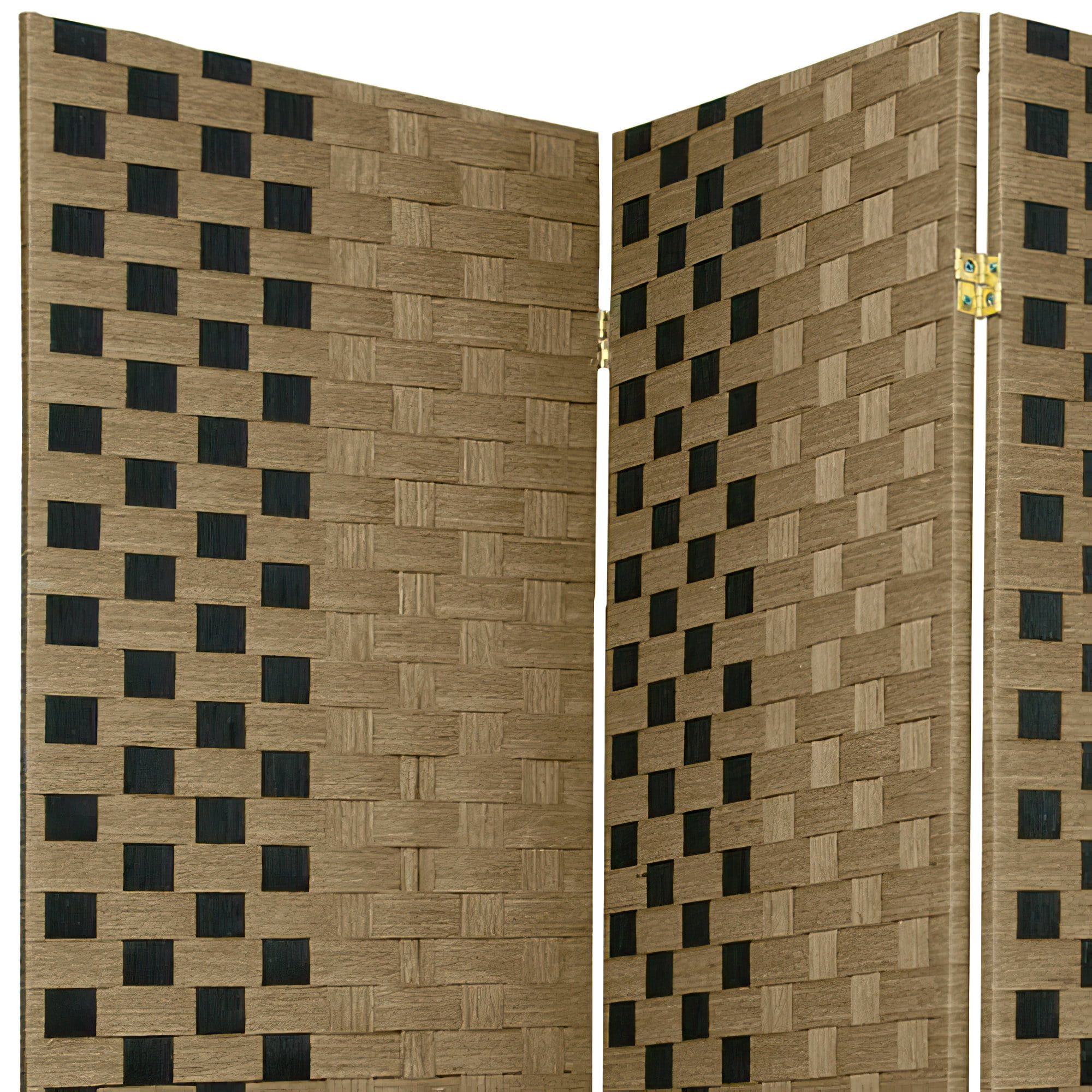 Red Lantern 6 ft. Tall Woven Fiber Folding Screen - Olive and Black - 6 Panel