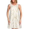 thumbnail image 1 of Easygdp Elegant Gold Leaf Pattern para Vestido Transpirable de Mujer, Vestido Suelto de Manga Corta con Pliegues y Bolsillos para el Verano, 1 of 7