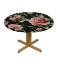 thumbnail image 3 of Autua Pink Flowers Green Leaves Rococo Round Tablecloth 100% Polyester 31"-35, 3 of 8