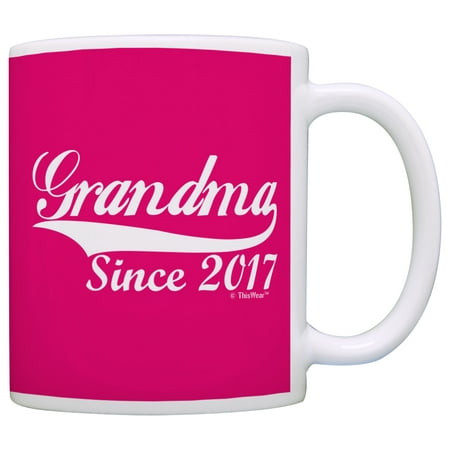 

ThisWear Mothers Day Gifts for Grandma Since 2017 New Grandma 11 ounce Coffee Mug Pink