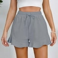 thumbnail image 2 of Sngxgn Womens Summer Shorts Casual Comfy Drawstring Elastic Waist Shorts with Pockets Beach Lightweight Shorts(Grey,L), 2 of 8