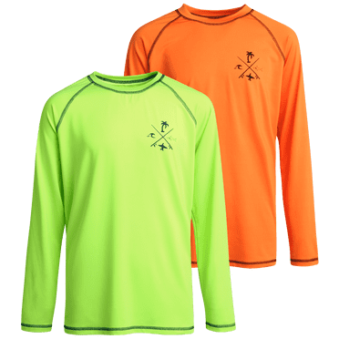 Boys' Rash Guard Shirt - 2 Pack Long Sleeve Swim Shirt (Size: 2T-18)