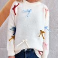 thumbnail image 2 of Teylalorva Womens Sweater Crew Neck Embellished Long Sleeve Casual Knit Pullover With Stylish Details White Size L, 2 of 5