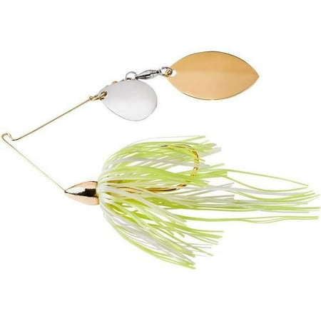 Gold Frame Finesse Colorado & Turtleback Spinnerbait Hot White & Chartreuse Fishing Lure