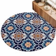 thumbnail image 2 of Round Area Rugs 6Ft, Orange Blue Non-Slip Washable Circle Rugs Carpet, Morocco Boho Abstract Floral Ethnic Tribal Indoor Outdoor Rug Floor Mats Throw Runner for Bedroom Living Room Bathroom, 2 of 8