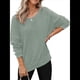 thumbnail image 2 of Sudadera de Cuello Redondo de Punto Gofre de Gran Tamaño para Mujer, Sudadera Informal de Larga con Laterales Verde XXL, 2 of 8