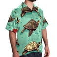 thumbnail image 2 of Turtle Seamless Men's Casual Button Down Short Sleeve Hawaiian Printed Summer Beach Shirts, 2 of 6