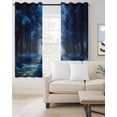thumbnail image 2 of Blue Trees Blackout Curtains, Light Blocking Print Window Curtains, Forest Art Decor Spring Summer Nature Leaf Thermal Insulated Window Drapes for Living Room Kitchen Cafe 2 Panels, 55"W x 39"L, 2 of 9