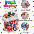 thumbnail image 2 of 2 large happy birthday bags with drawstring, 27.5x19.5 inches, reusable canvas storage bags for holiday gifts and party favors (--2), 2 of 4