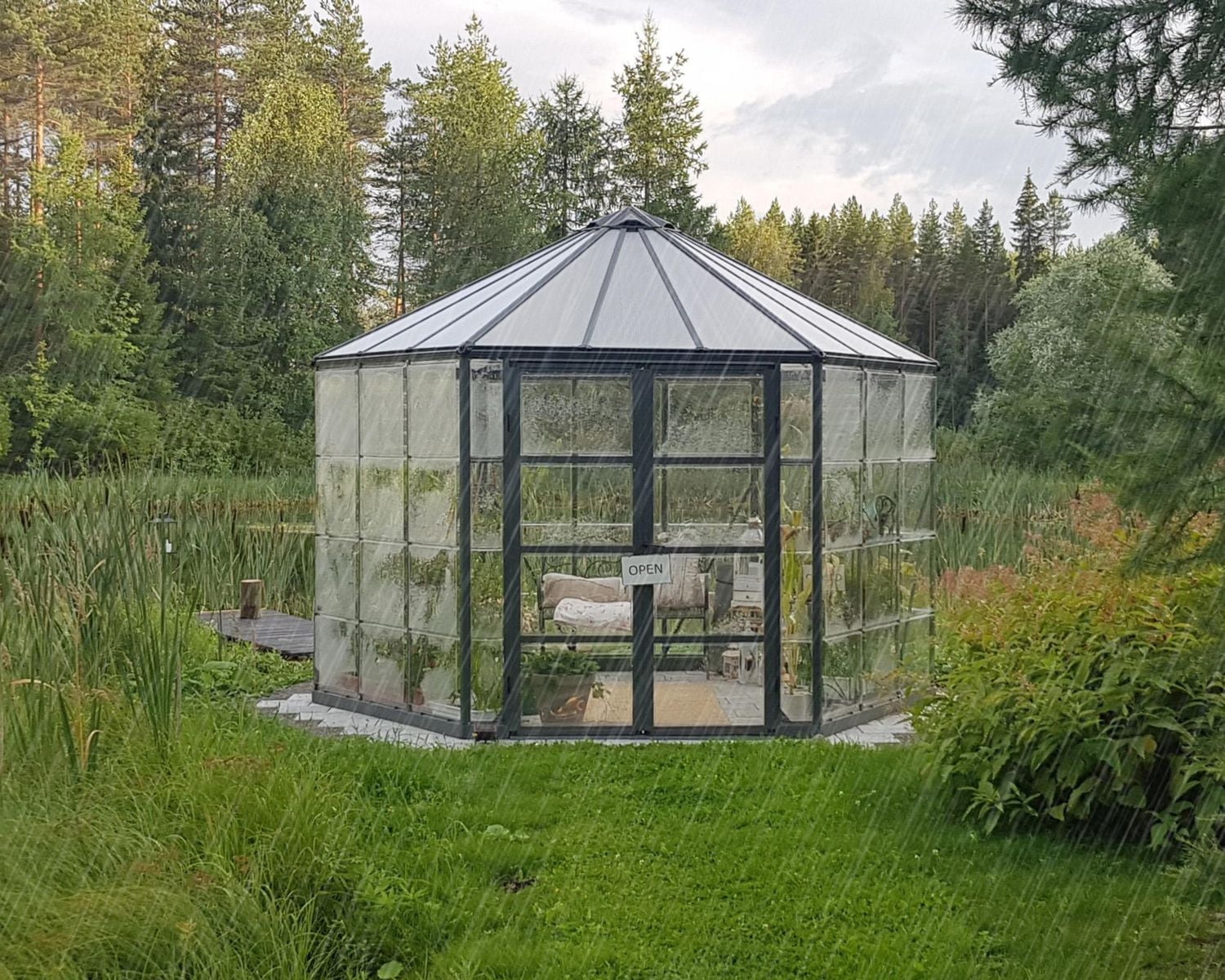 CANOPIA by PALRAM Oasis 12 ft. Greenhouse Kit - Grey Structure & Hybrid Panels (94.2 sq. ft.)