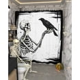 thumbnail image 5 of Halloween Skeleton Shower Curtain Set ，Waterproof Fabric Shower Curtains Horror Black Crow Vintage Bird Shower Curtains for Bathroom,Bathroom Decor 54x"78", 5 of 6