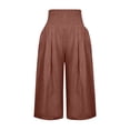 thumbnail image 6 of Posijego Plus Size Capri Pants for Women Smocked Waist Capris Summer Causal Wide Leg Cropped Trousers with Pockets, 6 of 9