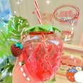 thumbnail image 5 of Cute Strawberry Shaped Cups, Portable Milk Tea Tumbler with Straw and Strawberry Charm for Hawaiian Party, Summer Beach Decor, Perfect for Girls and Women, 3.93x4.72", 5 of 8