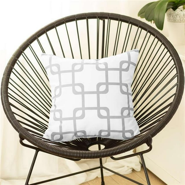 HomeRoots 399384 Gray & White Grid Geometric Throw Pillow, Multi Color