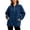 Dark Blue, variant on Jackets for Women Quarter Zip Denim Jacket Long Sleeve Loose Fit with Pockets Casual Outerwear