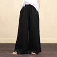 thumbnail image 1 of Women's Spring/Summer Cotton Linen Wide Leg Pants Casual High Waist Loose Pocket Trousers, 1 of 4