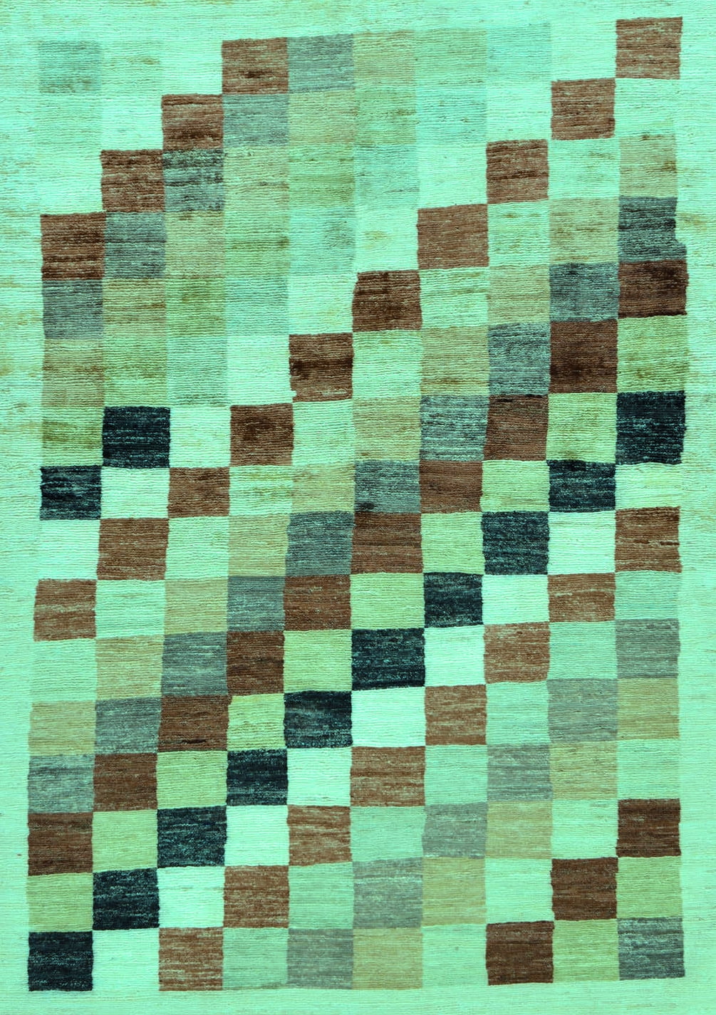 Ahgly Company Indoor Rectangle Checkered Turquoise Blue Modern Area ...