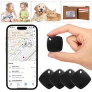 Air Tracker Tag 4Pack for Apple,Smart Wallet Tracker with Find My(iOS Only),IP67 Waterproof,Standby for One Year,Item Locator Keys/Wallets/Bags,Black