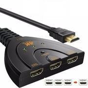 axGear Commutateur HDMI 3 ports Câble séparateur de commutateur Ultra HD 4K 1080p pour consoles TV PC